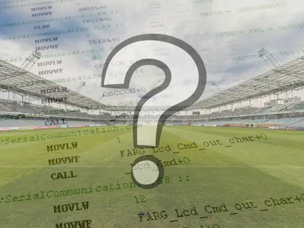 A football field with data coming out of it