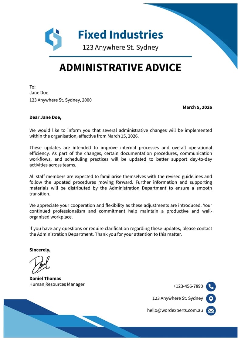 Page 1 after template applied