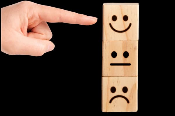 3 wooden blocks with faces